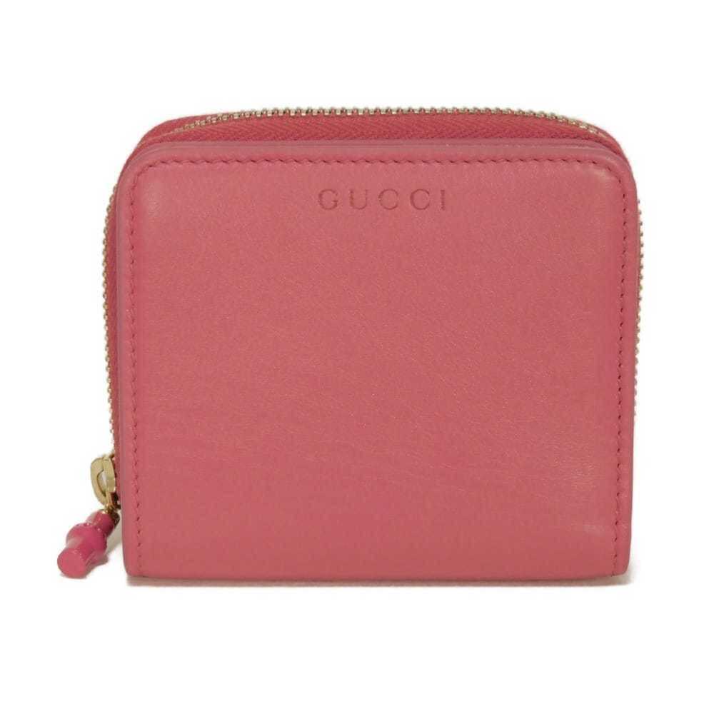 Gucci Bi-fold Wallet, Bamboo, Small, Snap Button, Round Zipper, Logo Embossed...